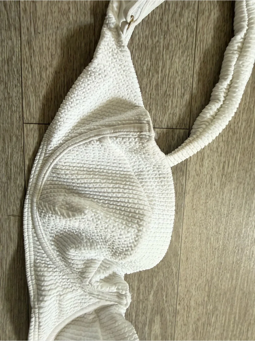 Monday Swimwear Clovelly Crinkle Bikini Top- White Sand Large